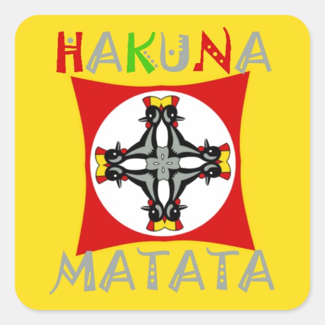 Hakuna Matata Fun Rasta Colours: Vibrant & Carefre Square Sticker (Front)