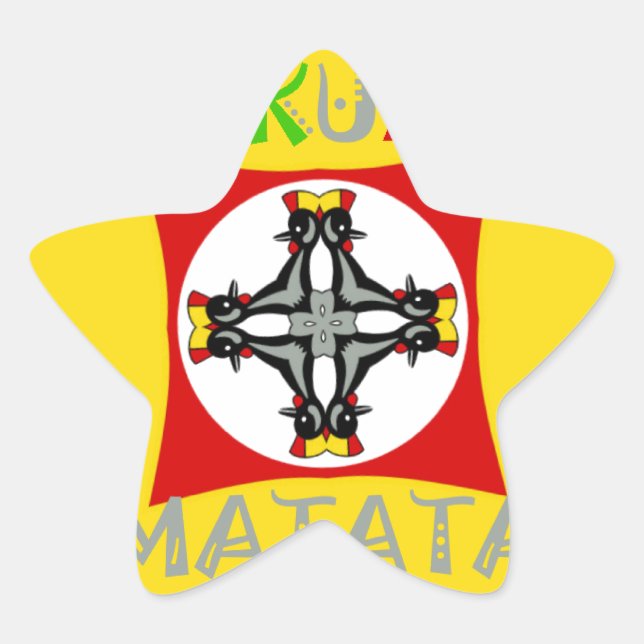 Hakuna Matata Fun Rasta Colours: Vibrant & Carefre Star Sticker (Front)