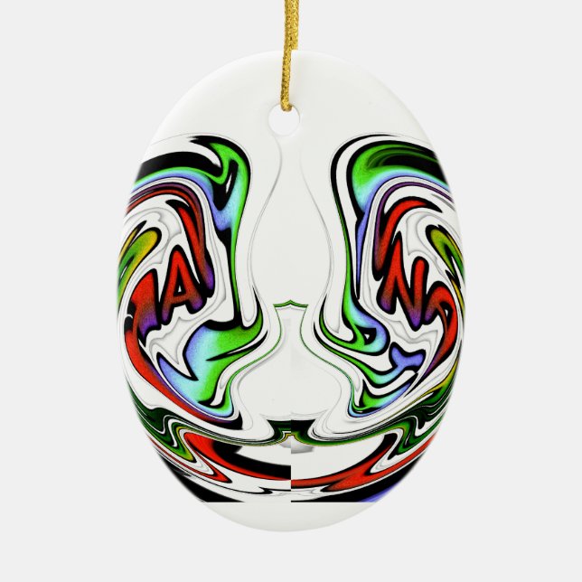 Hakuna Matata Funny Fish gift colours Ceramic Tree Decoration (Front)