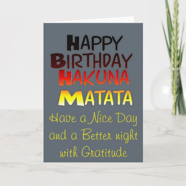 Hakuna Matata Greeting Card Vertical Template (Front)