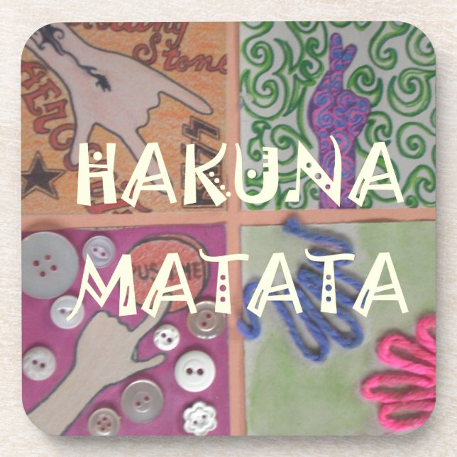 Hakuna Matata Hand Sign Art Print Coaster (Front)