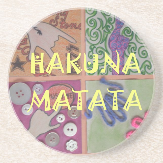 Hakuna Matata Hand Sign Art Print Coaster (Front)