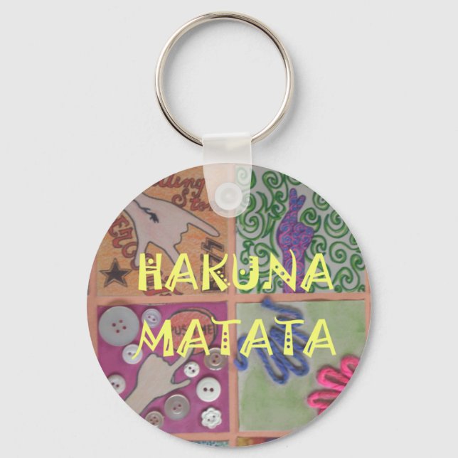 Hakuna Matata Hand Sign Art Print Key Ring (Front)