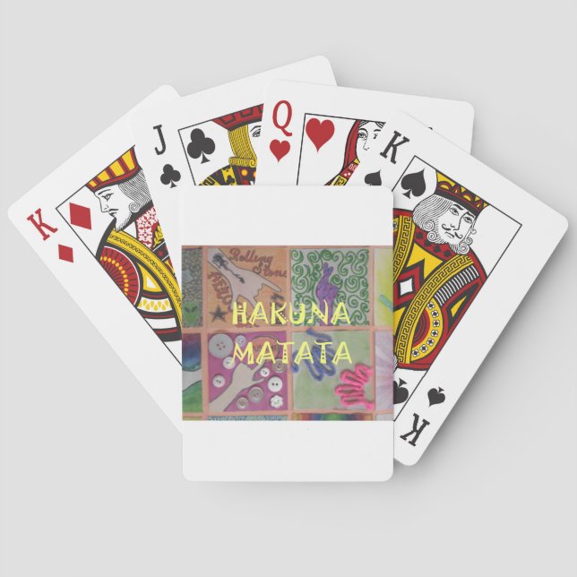 Hakuna Matata Hand Sign Art Print Playing Cards (Back)