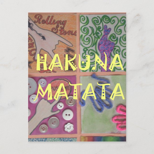 Hakuna Matata Hand Sign Art Print Postcard (Front)