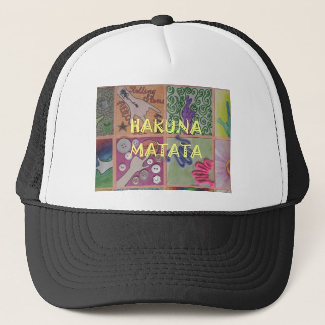Hakuna Matata Hand Sign Art Print Trucker Hat (Front)