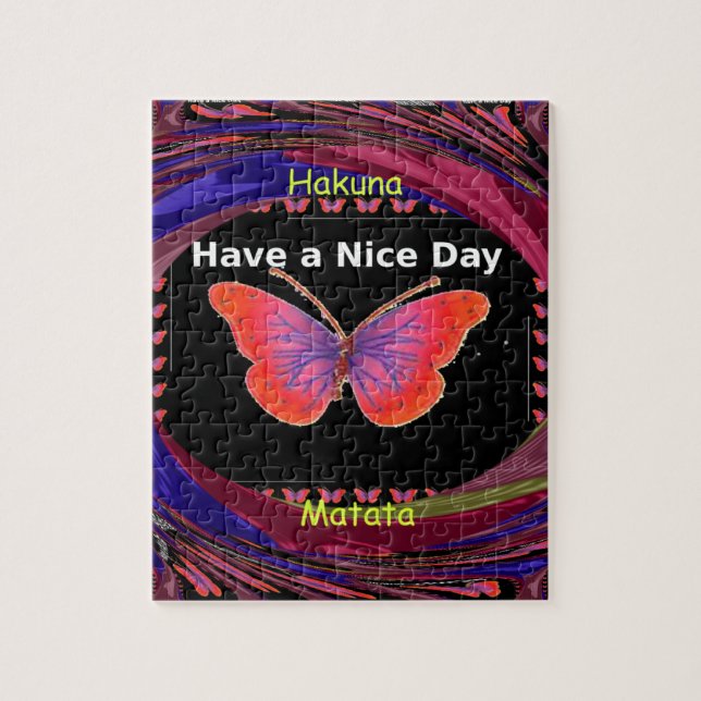 Hakuna Matata Have a Nice Day infinity Butterfly c Jigsaw Puzzle (Vertical)