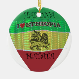 Hakuna Matata I love Ethiopia Colours.png Ceramic Tree Decoration