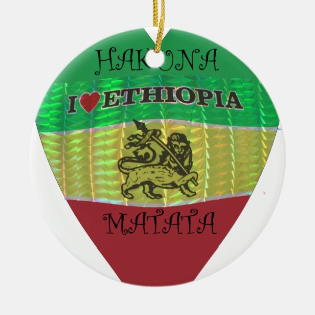 Hakuna Matata I love Ethiopia Colours.png Ceramic Tree Decoration (Front)