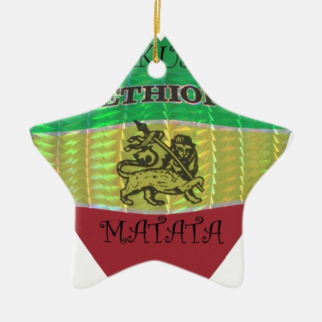 Hakuna Matata I love Ethiopia Colours.png Ceramic Tree Decoration (Front)