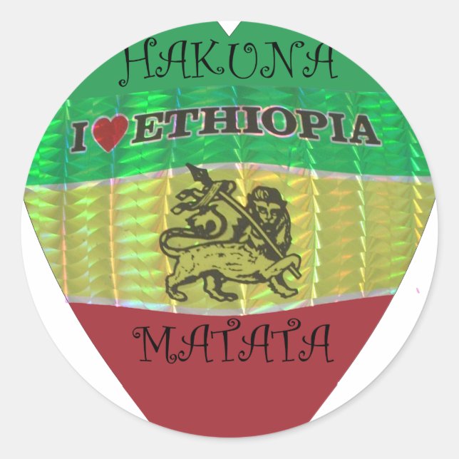 Hakuna Matata I love Ethiopia Colours.png Classic Round Sticker (Front)