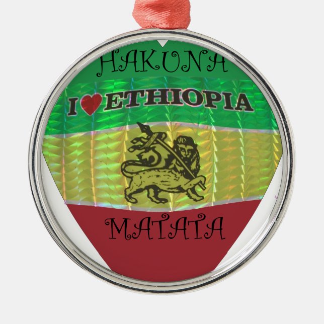 Hakuna Matata I love Ethiopia Colours.png Metal Tree Decoration (Front)