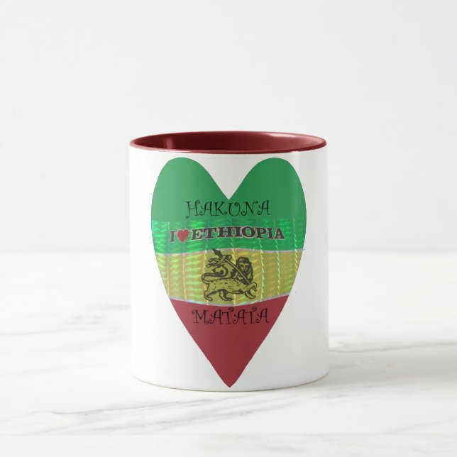 Hakuna Matata I love Ethiopia National Flag Colour Mug (Center)