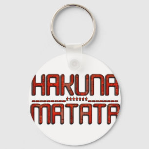 Hakuna Matata in Red With Stars Techno Key Ring