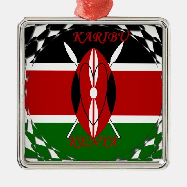 Hakuna matata Karaibu Kenya Metal Tree Decoration (Front)