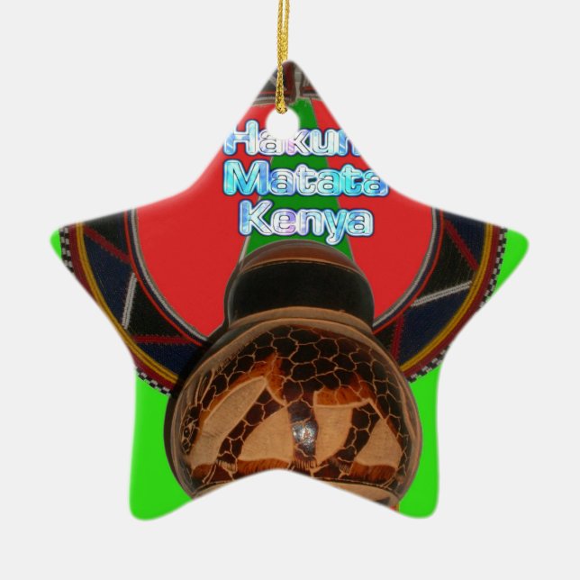Hakuna Matata Kenya Art Print Ceramic Tree Decoration (Front)