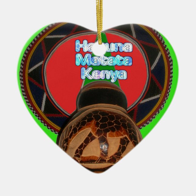 Hakuna Matata Kenya Art Print Ceramic Tree Decoration (Front)