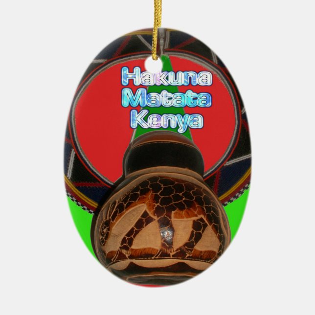 Hakuna Matata Kenya Art Print Ceramic Tree Decoration (Front)
