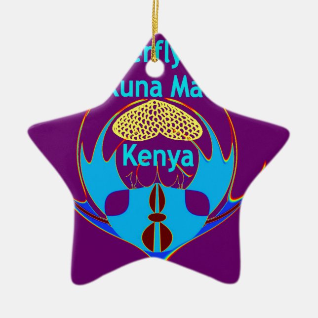  "Hakuna Matata Kenya" Butterfly Art Print/Graphic Ceramic Tree Decoration (Front)