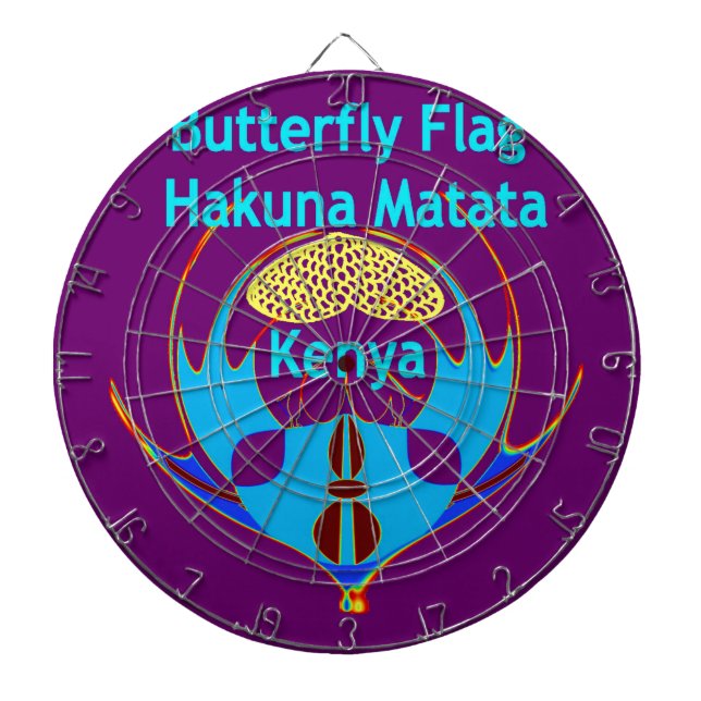  "Hakuna Matata Kenya" Butterfly Art Print/Graphic Dartboard (Front)