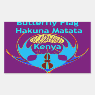  "Hakuna Matata Kenya" Butterfly Art Print/Graphic Rectangular Sticker