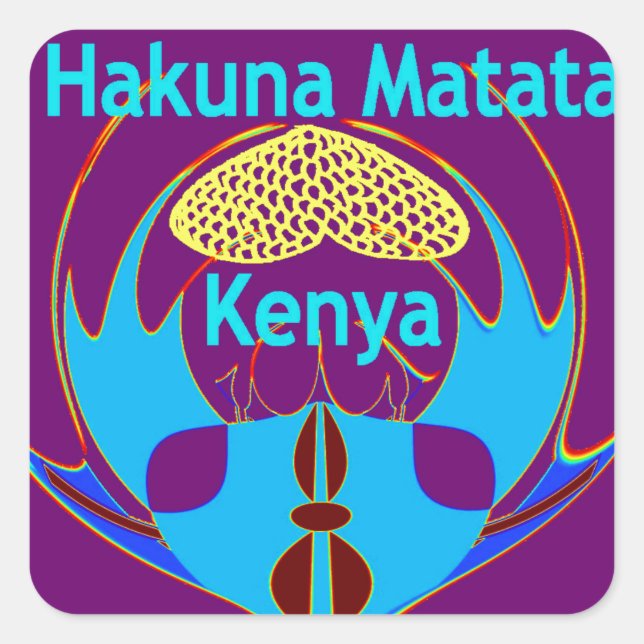  "Hakuna Matata Kenya" Butterfly Art Print/Graphic Square Sticker (Front)