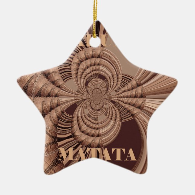 Hakuna Matata Kenya Giraffe Safari  Woven Sourveni Ceramic Tree Decoration (Front)
