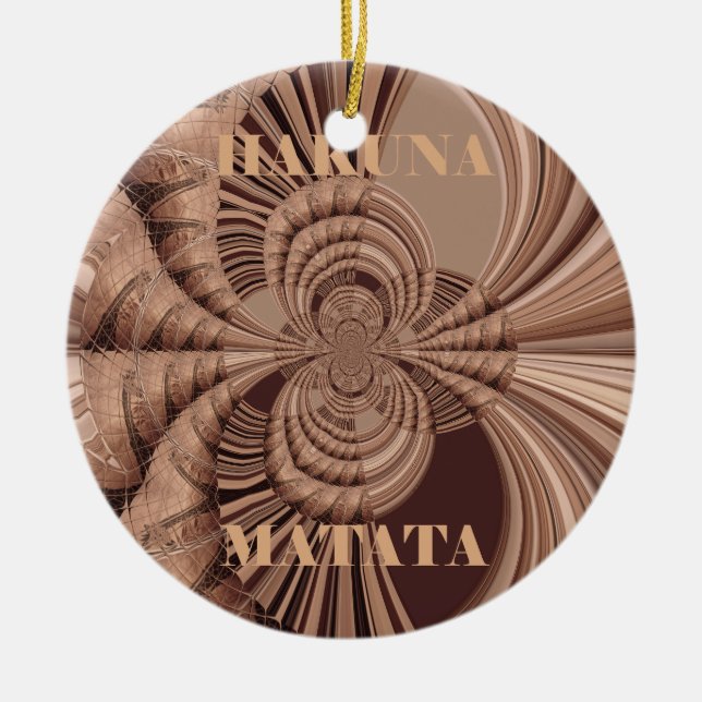 Hakuna Matata Kenya Giraffe Safari  Woven Sourveni Ceramic Tree Decoration (Front)