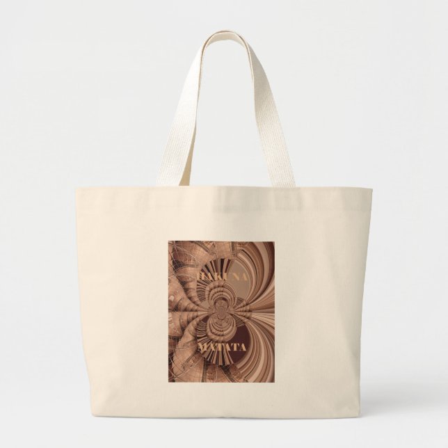Hakuna Matata Kenya Giraffe Safari  Woven Sourveni Large Tote Bag (Front)