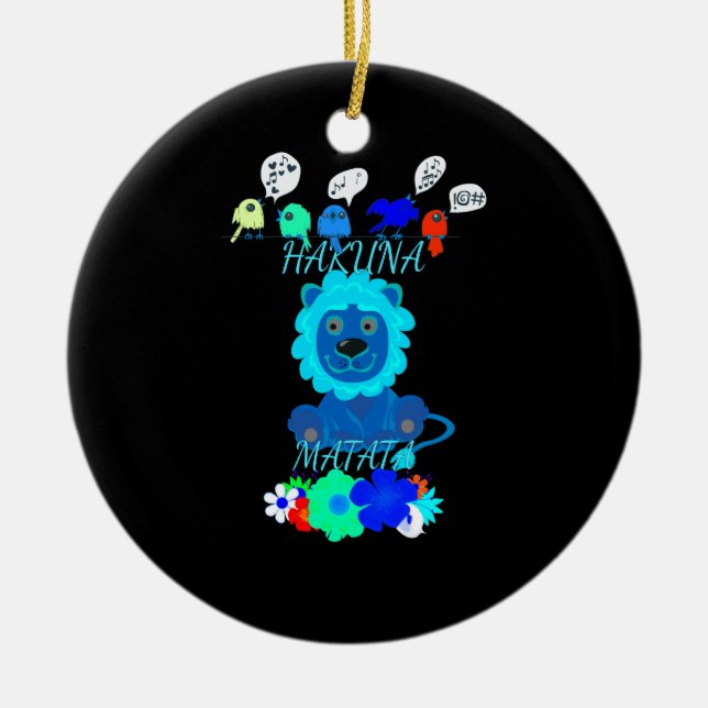 Hakuna Matata Lion Art Print Ceramic Tree Decoration (Front)
