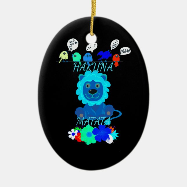 Hakuna Matata Lion Art Print Ceramic Tree Decoration (Front)