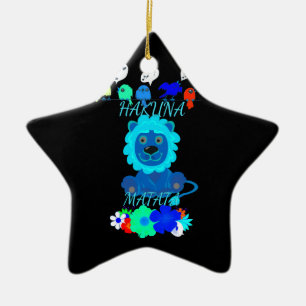 Hakuna Matata Lion Art Print Ceramic Tree Decoration