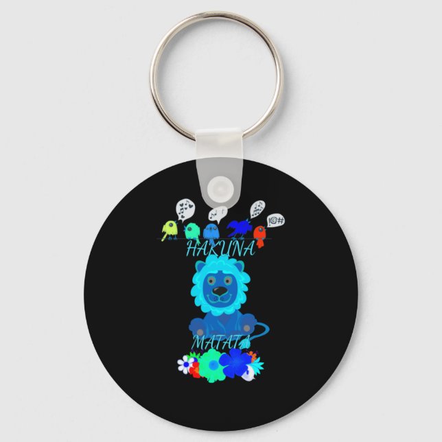 Hakuna Matata Lion Art Print Key Ring (Front)