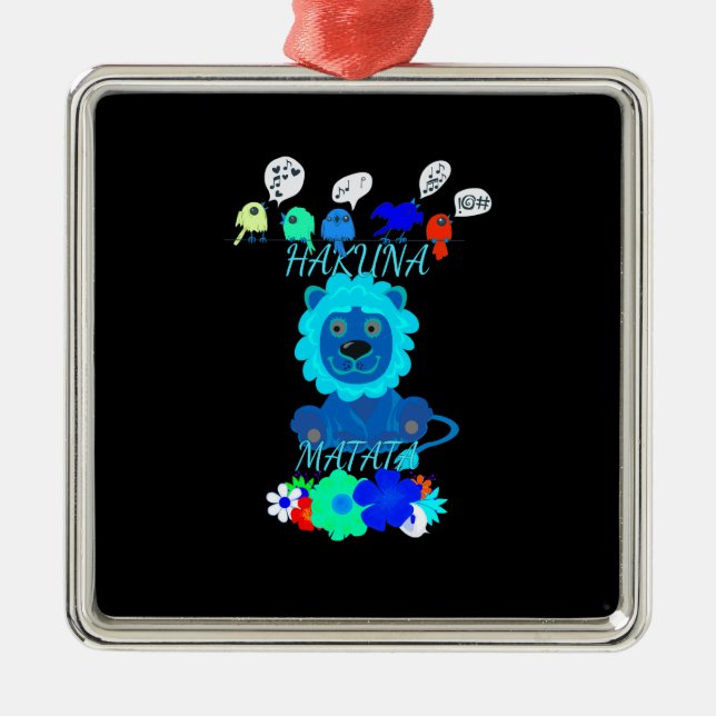 Hakuna Matata Lion Art Print Metal Tree Decoration (Front)