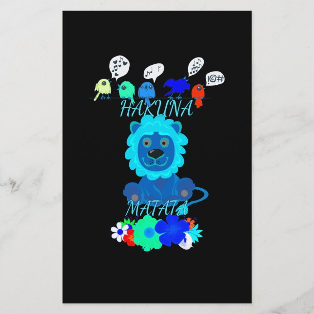 Hakuna Matata Lion Art Print Stationery (Front)