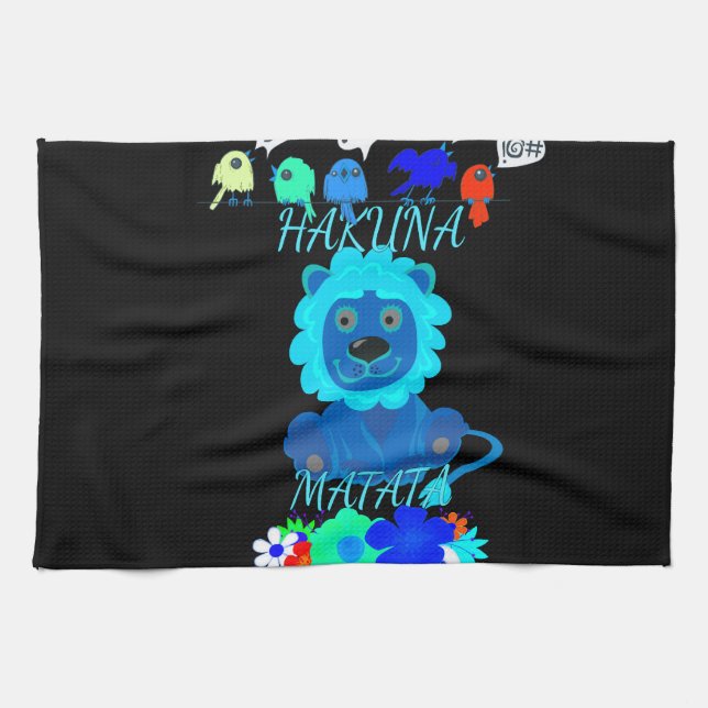 Hakuna Matata Lion Art Print Tea Towel (Horizontal)