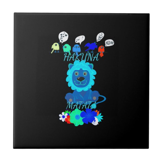 Hakuna Matata Lion Art Print Tile (Front)