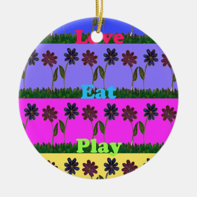 Hakuna Matata Love Eat Play.png Ceramic Tree Decoration (Front)