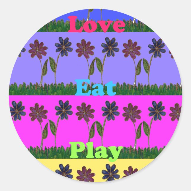 Hakuna Matata Love Eat Play.png Classic Round Sticker (Front)