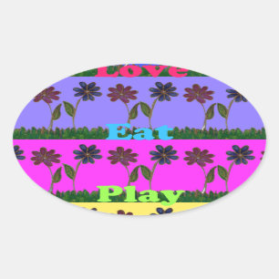 Hakuna Matata Love Eat Play.png Oval Sticker