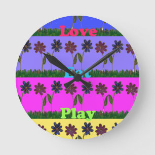 Hakuna Matata Love Eat Play.png Round Clock
