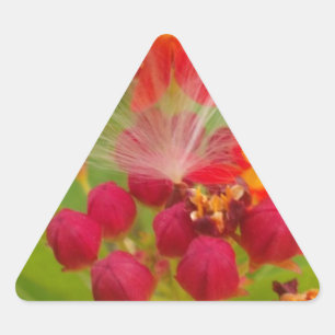 Hakuna Matata lovely green red yellow Flower Buds. Triangle Sticker