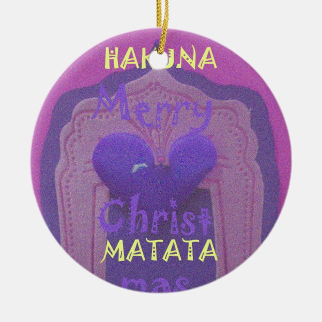 Hakuna Matata Merry Christmas Love  Design.jpg Ceramic Tree Decoration (Front)