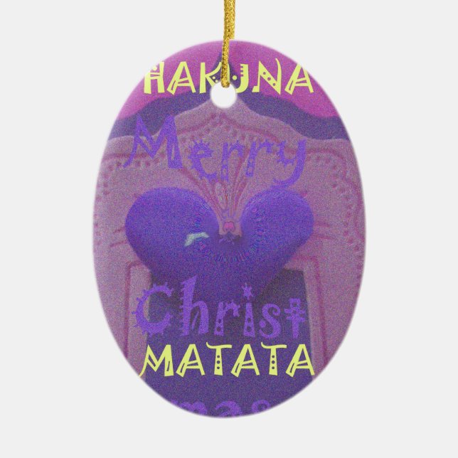 Hakuna Matata Merry Christmas Love  Design.jpg Ceramic Tree Decoration (Front)