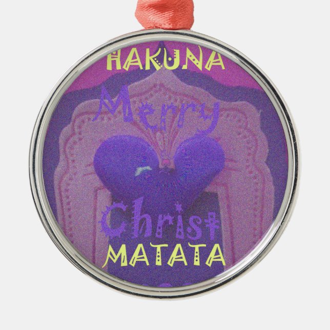 Hakuna Matata Merry Christmas Love  Design.jpg Metal Tree Decoration (Front)