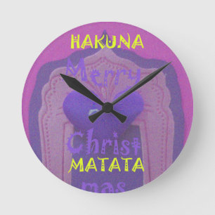 Hakuna Matata Merry Christmas Love  Design.jpg Round Clock