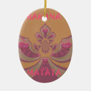 Hakuna Matata Merry Christmas lovely hearts design Ceramic Tree Decoration