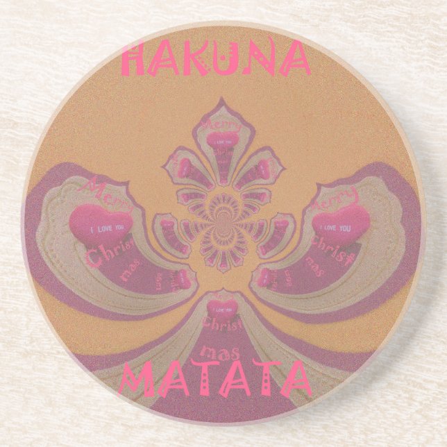 Hakuna Matata Merry Christmas lovely hearts design Coaster (Front)