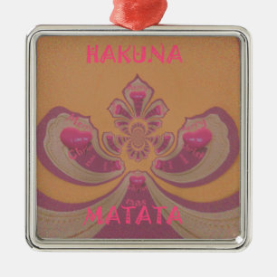 Hakuna Matata Merry Christmas lovely hearts design Metal Tree Decoration
