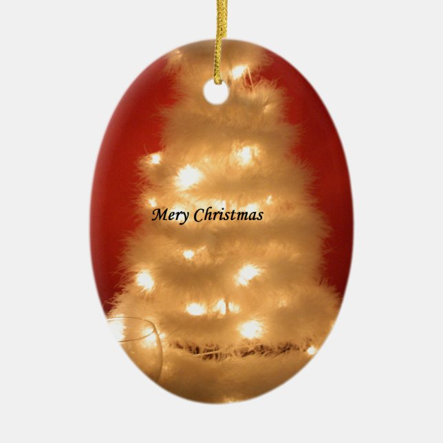 Hakuna Matata Merry Christmas white Ceramic Tree Decoration (Front)